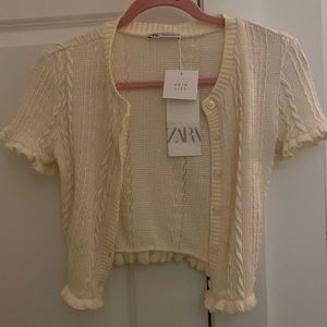 Zara White/Cream Buttoned Top